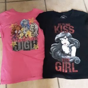 Pink monster high t shirt and disney Aireal tshirt